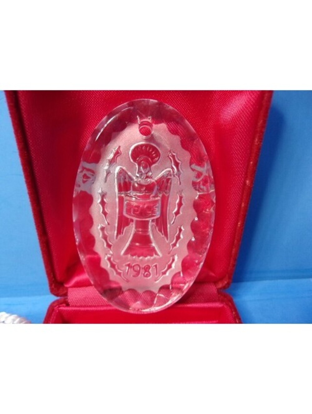 Vintage Waterford Crystal Annual Christmas Ornament 1981 Peace Angel Pouch & Box